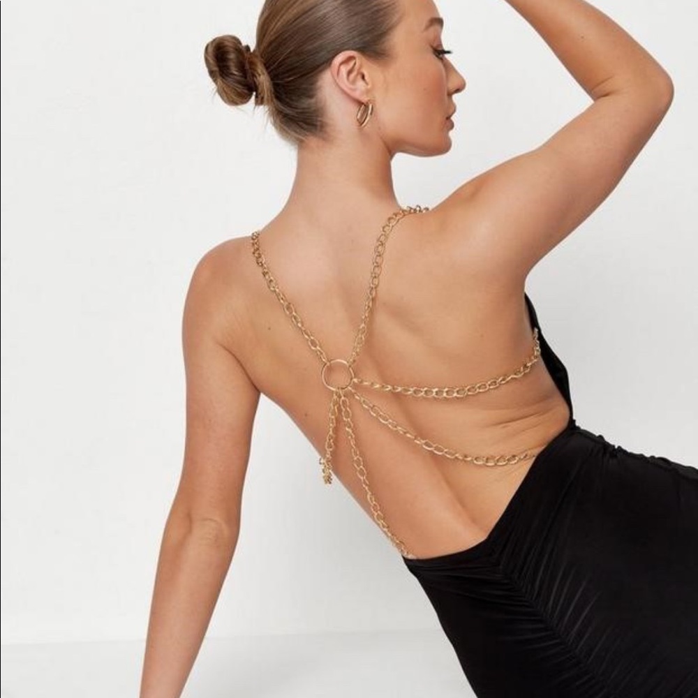Missguided Black dress with chains - Picture 2 of 3